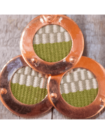 Copper Spheres Necklace Green Manta Fabric