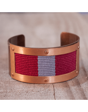 Bracciale in Rame Intrecciato con Manta Rossa