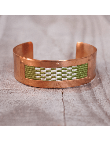 Woven Green Manta Copper Bracelet