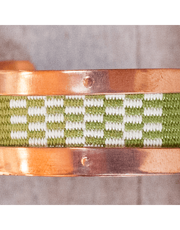 Woven Green Manta Copper Bracelet