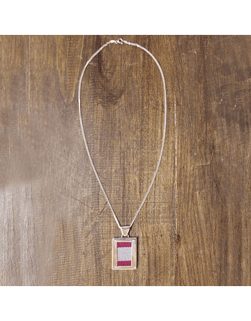 Rectangular Pendant Silver Red Manta Woven