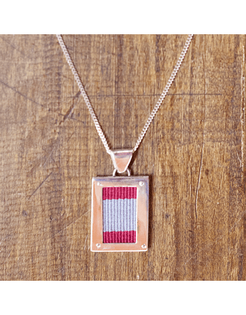 Rectangular Pendant Silver Red Manta Woven