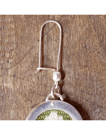 Green Woven Chamanto Flower Silver Earrings