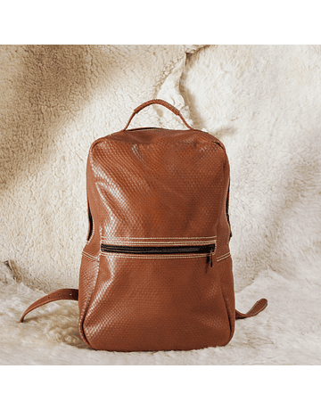Tanned Printed Leather Backpack
