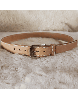 Ecru English Leather Dress Belt