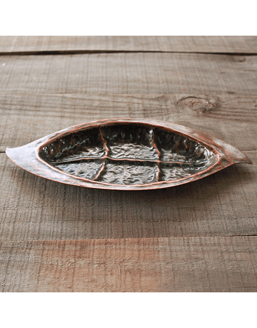 Patinated Copper Forest Leaves Tray