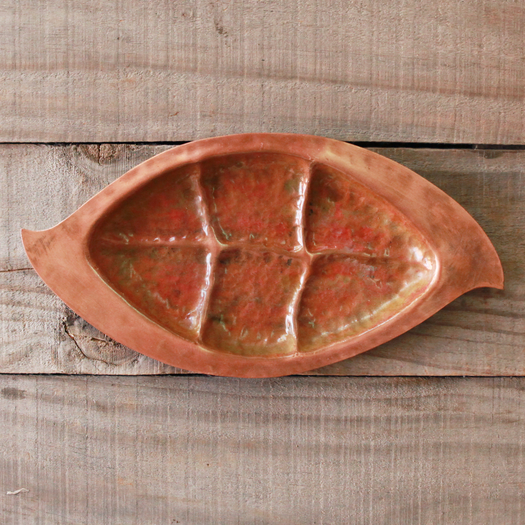 Natural Copper Forest Leaves Tray