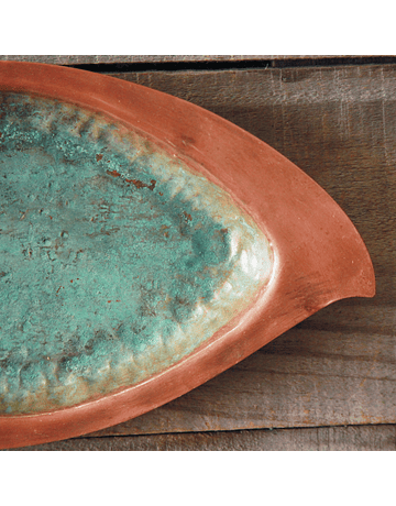 Copper Leaves of the Forest Turquoise Tray