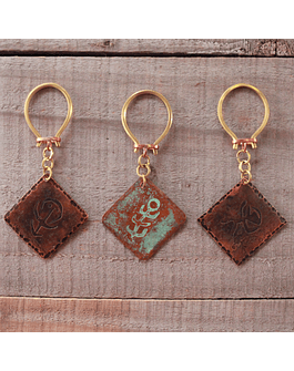 Keychain Petroglyphs Cypresses Hammered Copper