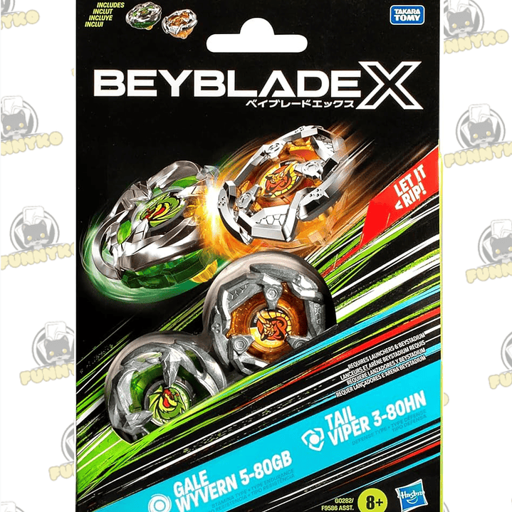 BeyBlade X Gale Wyvern 5-80GB y Tail Viper 3-80HN 1