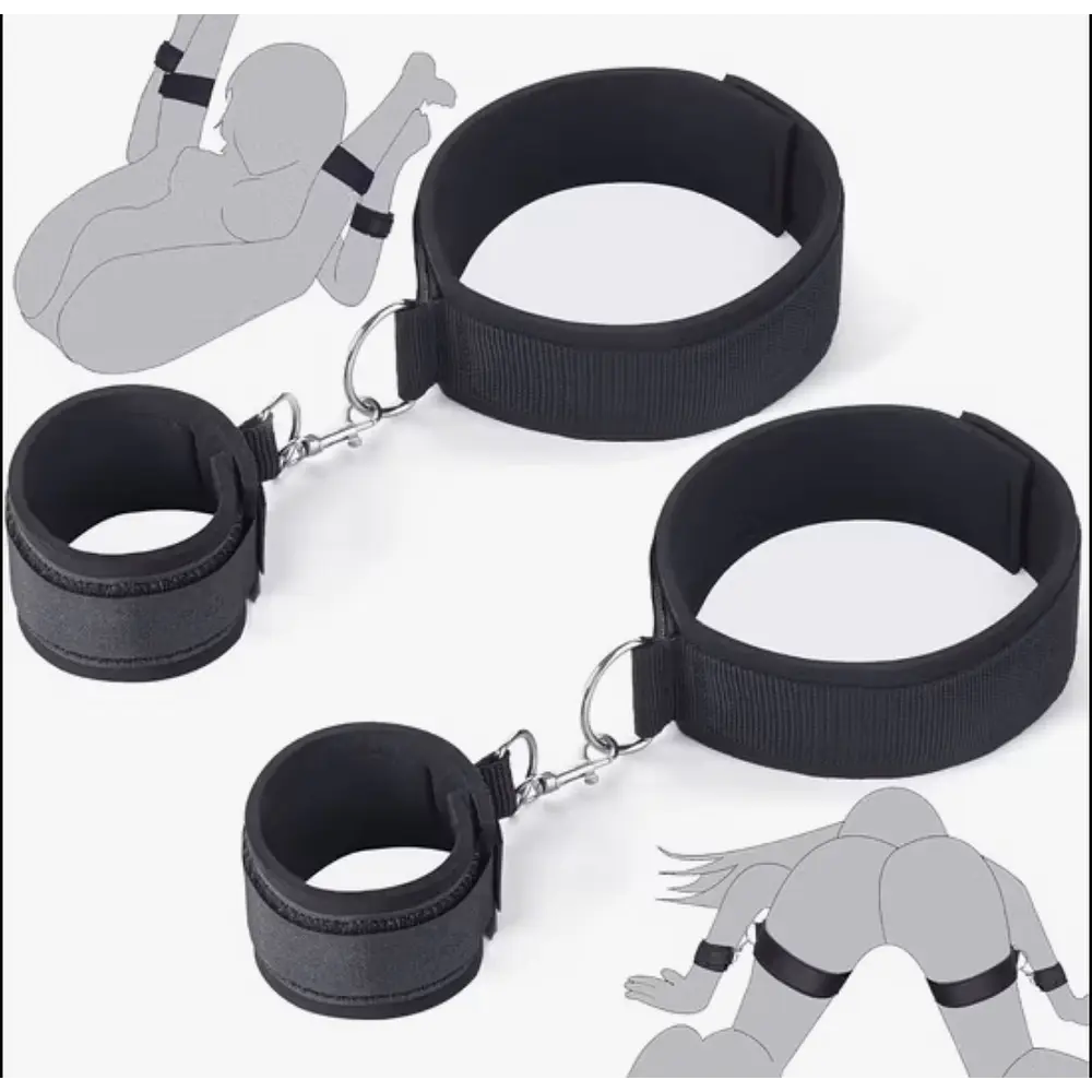 Kit BDSM Soft Ajustable – Muñecas y Muslos (4 Piezas)
