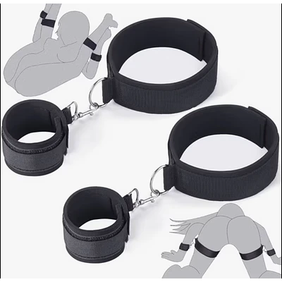 Kit BDSM Soft Ajustable – Muñecas y Muslos (4 Piezas)