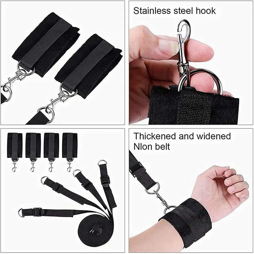 🖤 Kit BDSM para Cama 4 Puntos – Sujeción Ajustable