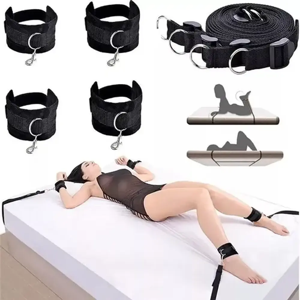 🖤 Kit BDSM para Cama 4 Puntos – Sujeción Ajustable