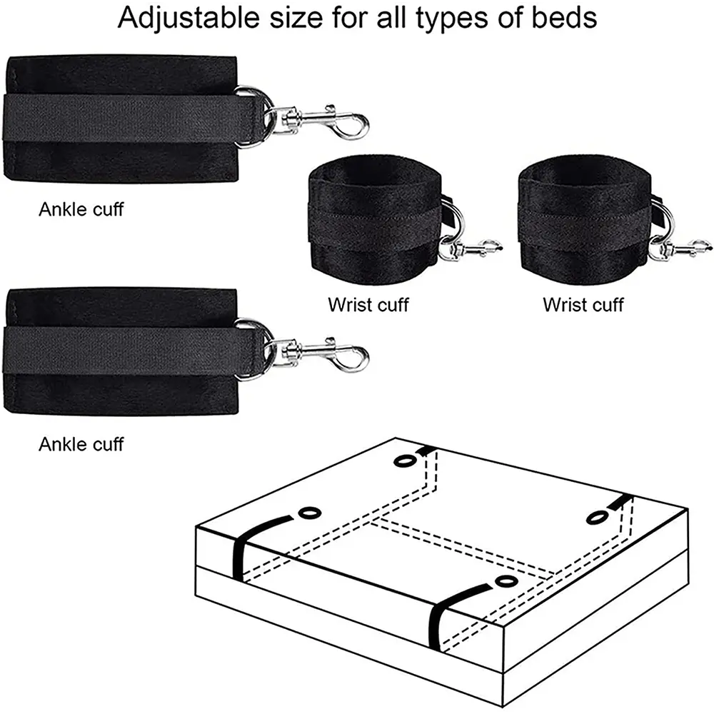 🖤 Kit BDSM para Cama 4 Puntos – Sujeción Ajustable