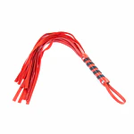 Látigo BDSM de Cuero Rojo y Negro – 33 cm
