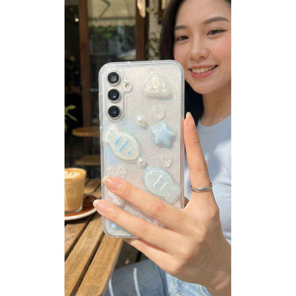 Funda para Samsung Transparente Glitter Charm Fish 3D Antigolpes