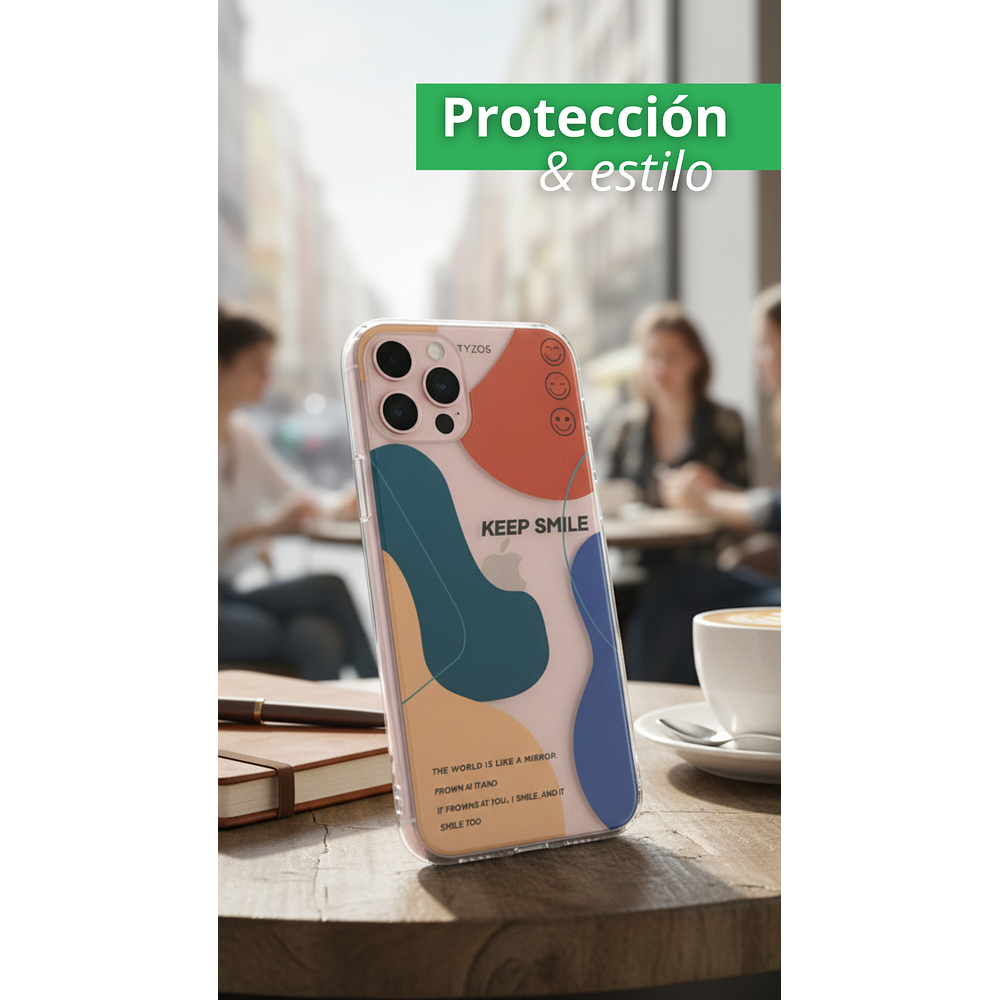 Funda Transparente  para iPhone Silicone Smile Diseño Morandi Minimalista Antigolpes