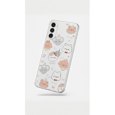 Funda para Samsung Transparente Kawaii Feliz 