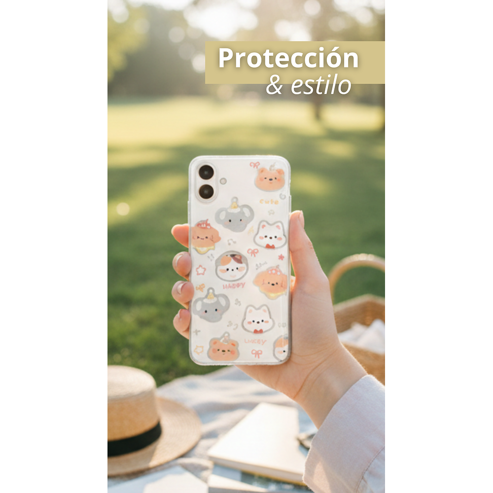Funda para Samsung Transparente Kawaii Feliz 