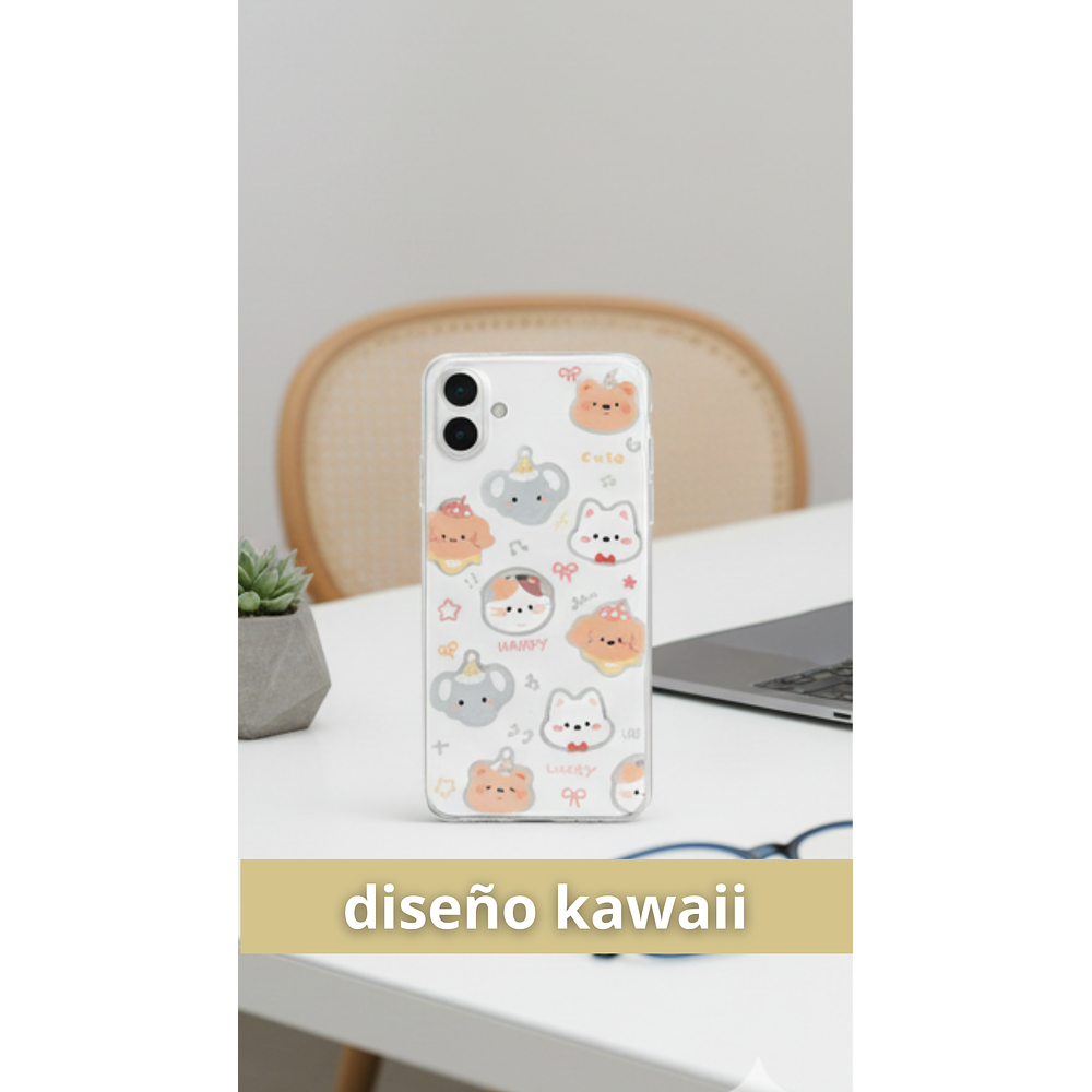 Funda para Samsung Transparente Kawaii Feliz 