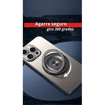 Soporte Anillo Celular 360° Giratorio Plegable Adhesivo 3M Universal Negro