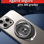 Soporte Anillo Celular 360° Giratorio Plegable Adhesivo 3M Universal Negro
