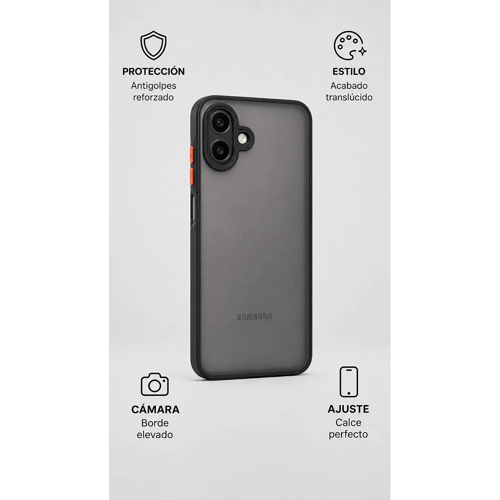 FUNDA SEMITRANSPARENTE ANTIGOLPES CON ACABADO MATE PARA SAMSUNG