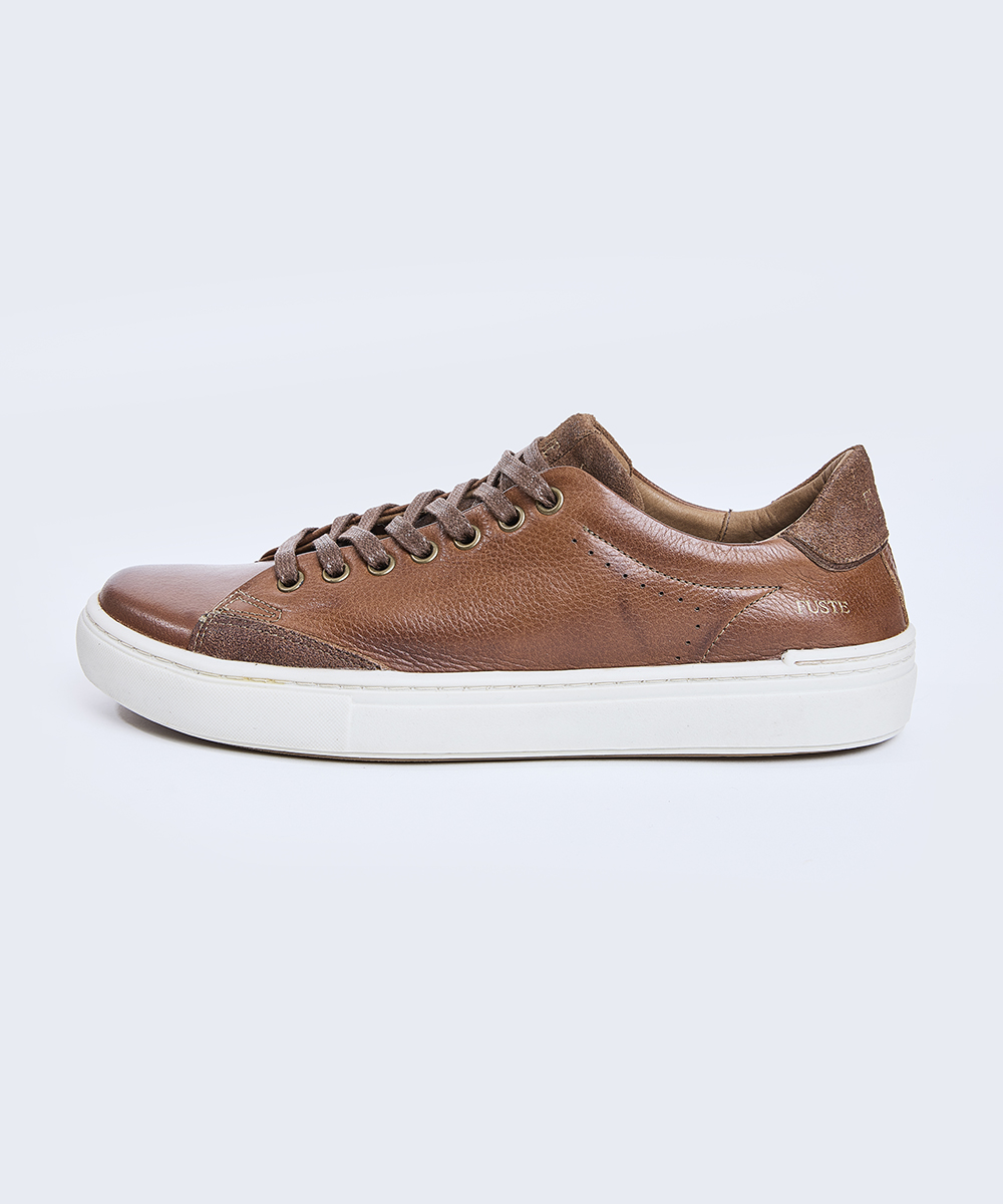 Plus One Caramel — Zapatilla de cuero hombre, suela off white 1