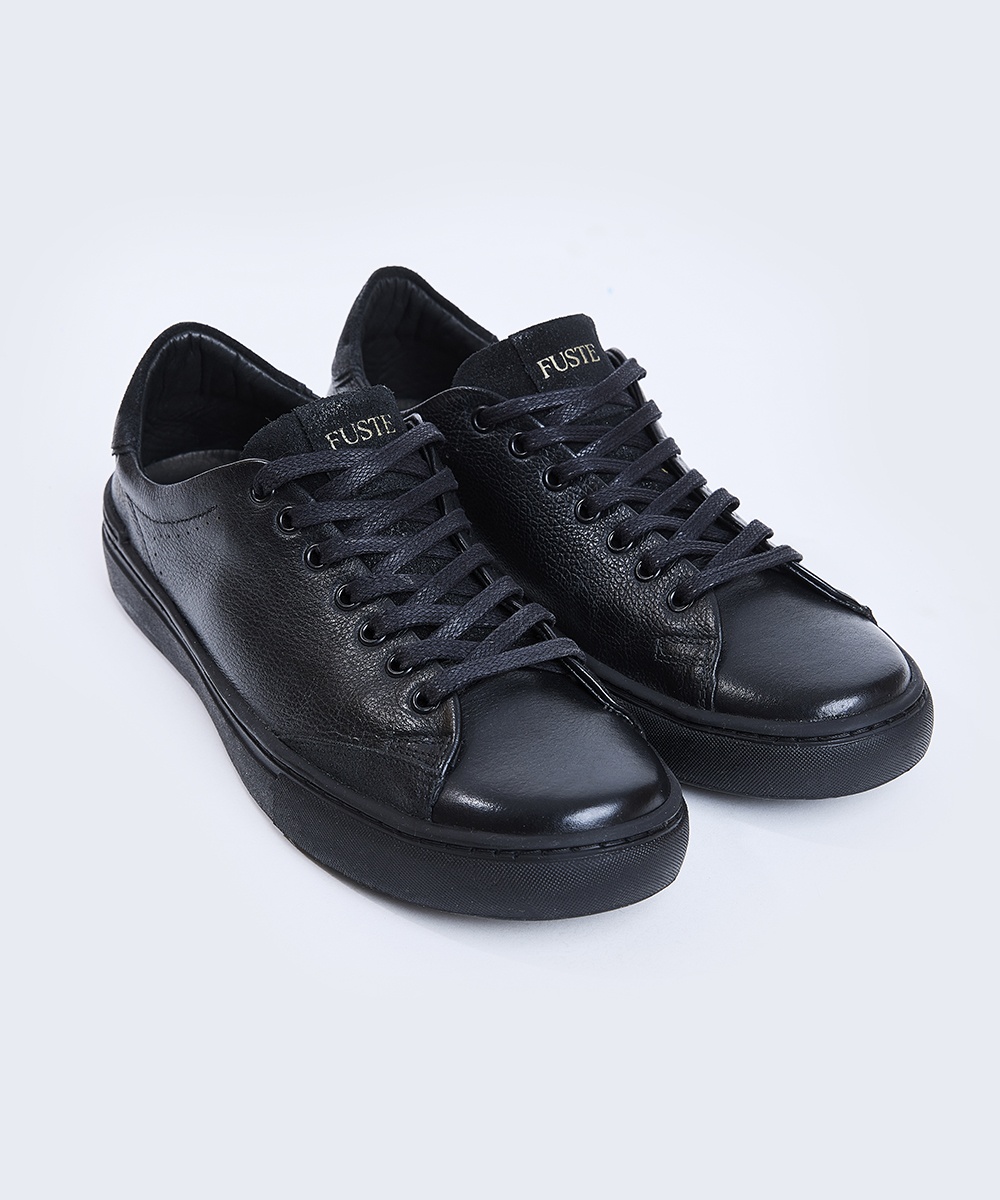 Plus One All Black — Zapatilla de cuero hombre, suela black 3