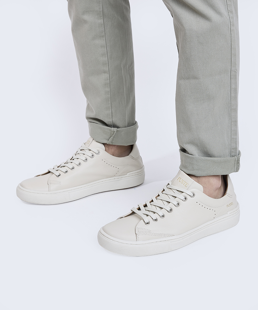 Plus One Off White — Zapatilla de cuero hombre, suela off white 4