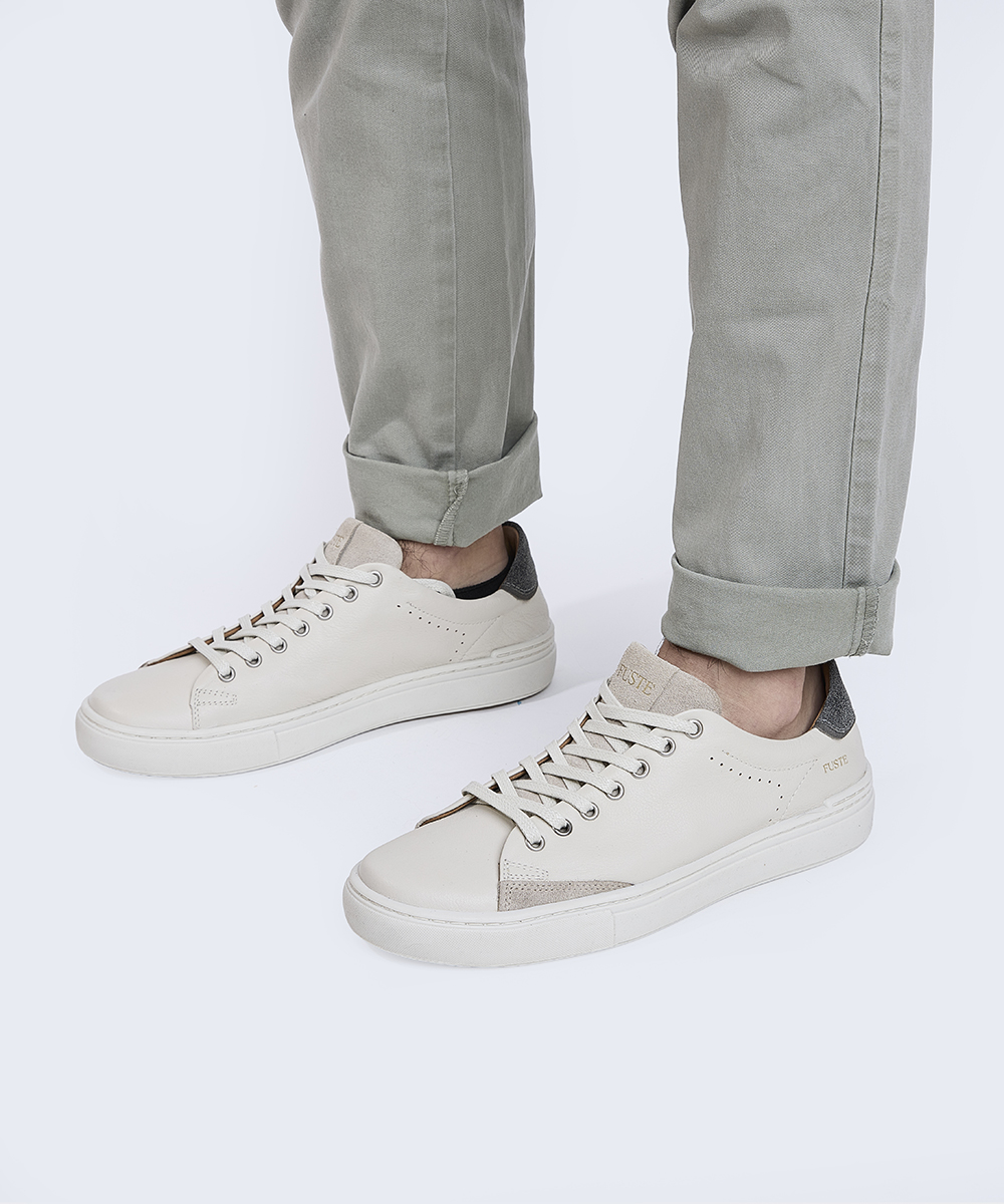 Plus One Off White Black — Zapatilla de cuero hombre, suela off white 4