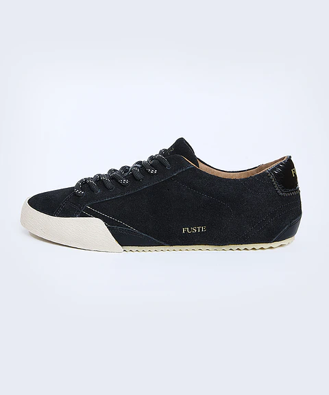 Monday Brunch Black — Zapatilla de gamuza mujer, suela de goma
