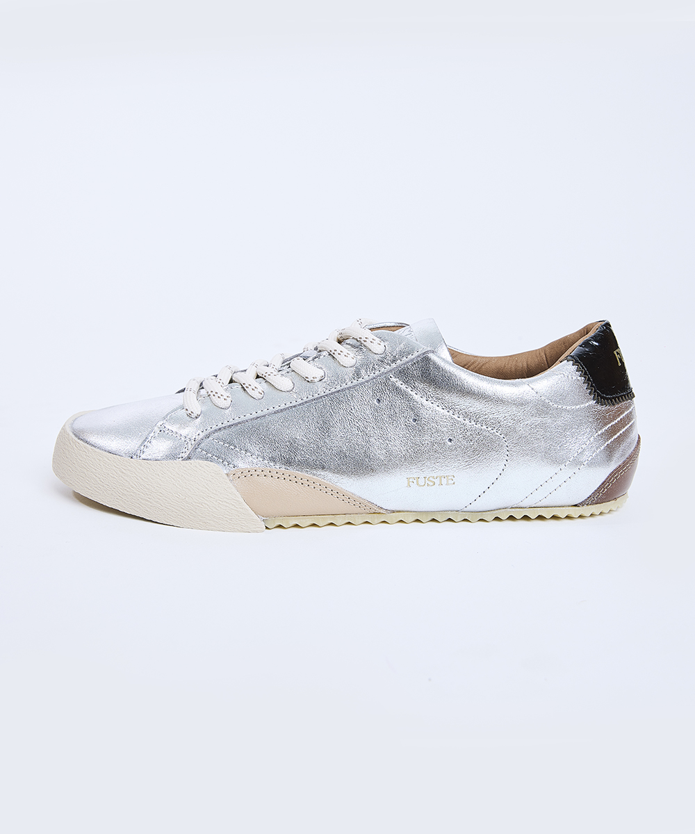 Monday Brunch Silver — Zapatilla plateada de cuero mujer 1
