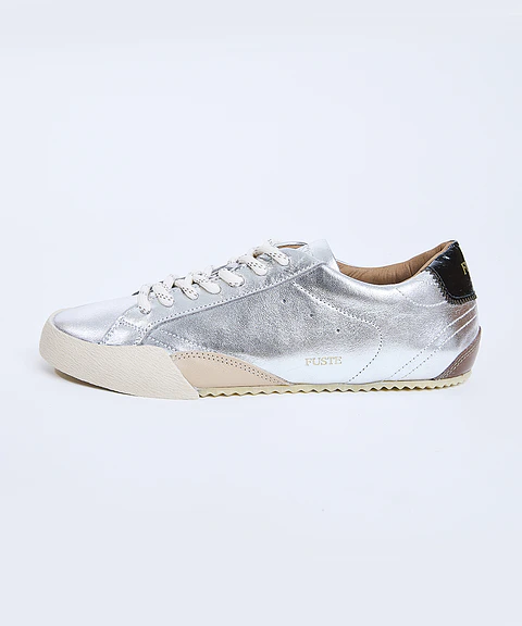 Monday Brunch Silver — Zapatilla plateada de cuero mujer