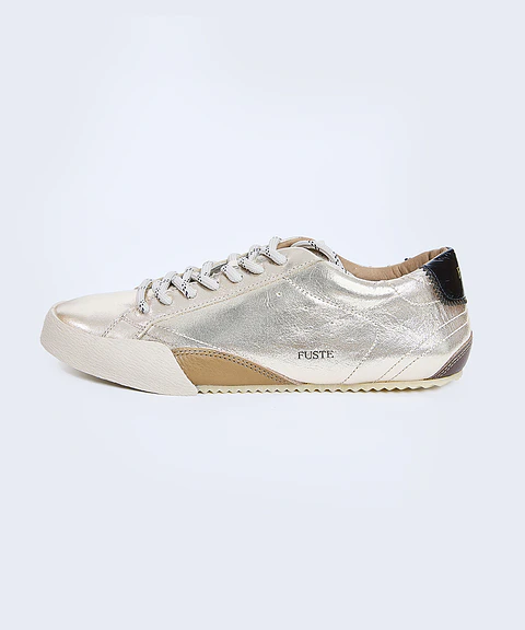 Monday Brunch Gold — Zapatilla dorada de cuero mujer