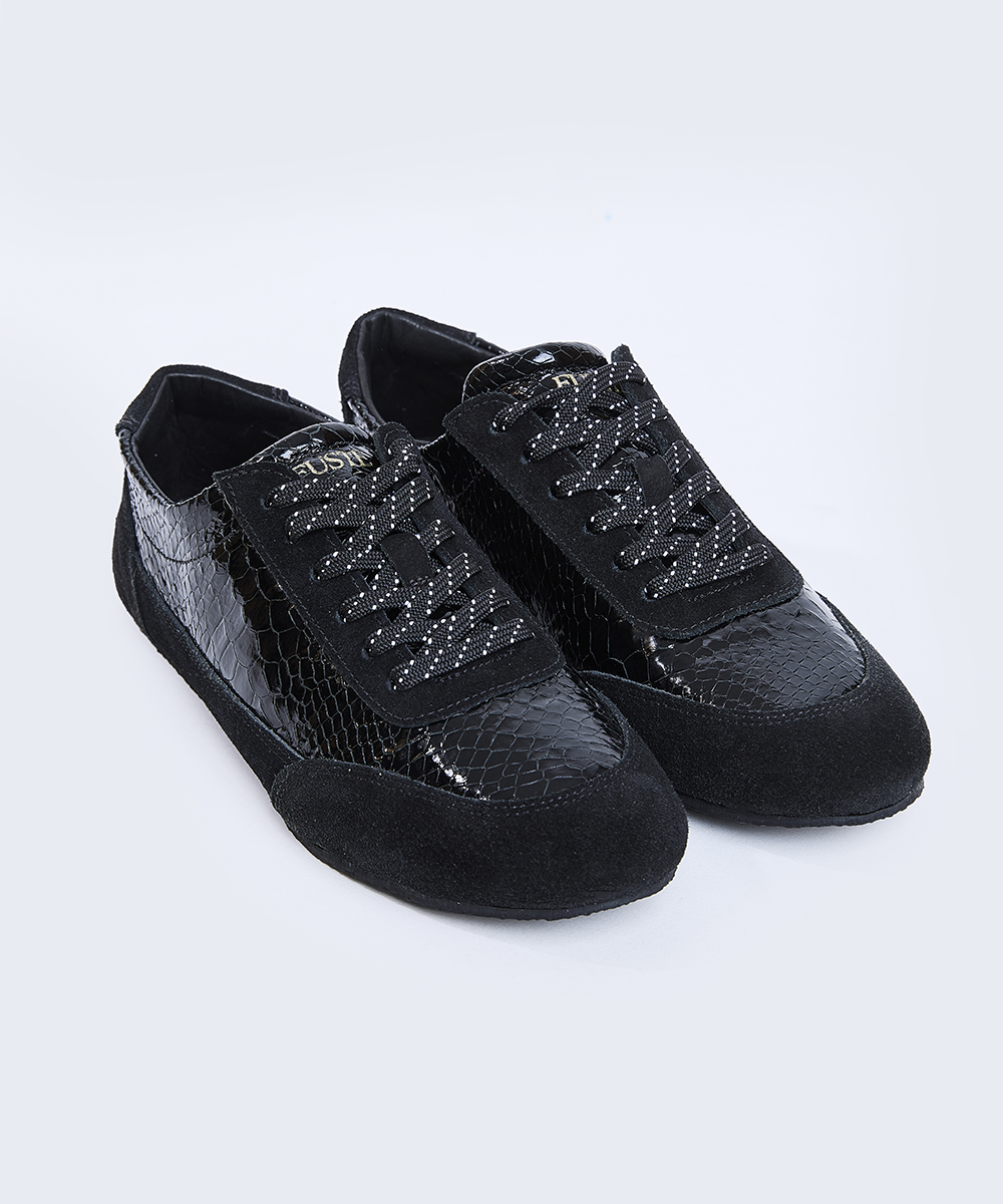 Wild Card Pitón Black — Zapatilla negra de cuero con grabado pitón 3