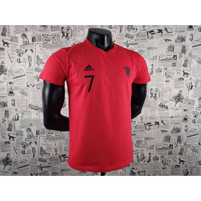 T-Shirt de Algodão Vermelha Ronaldo 7 do Manchester United 7