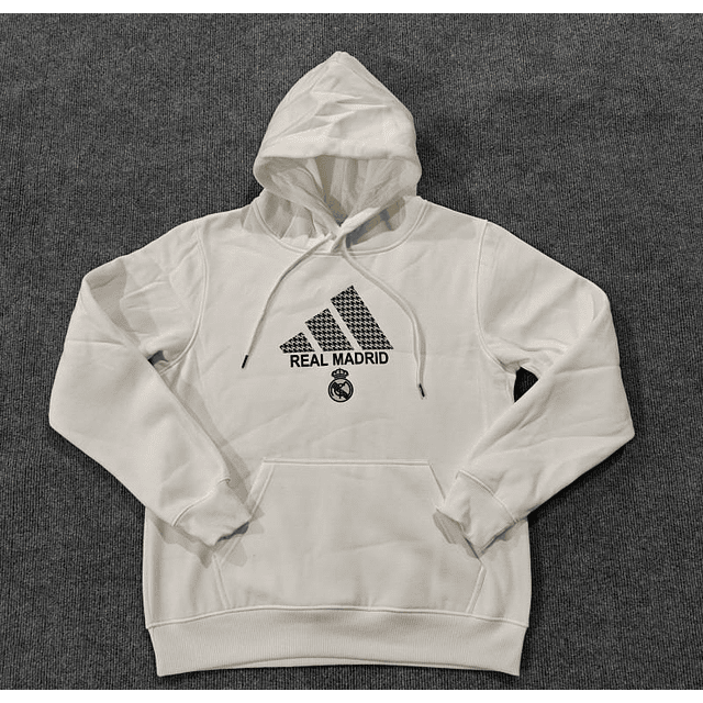 Hoodie Adidas Real Madrid em tons de bege, cinza, branco, vermelho, marinho e preto 1