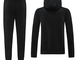 Barcelona 24/25 Black Hoodie Tracksuit Set with Full Zip and Long Pants