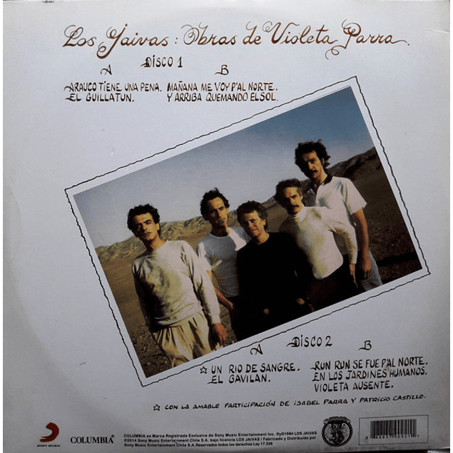 Los Jaivas ‎– Obras De Violeta Parra (1984 - 2LP)