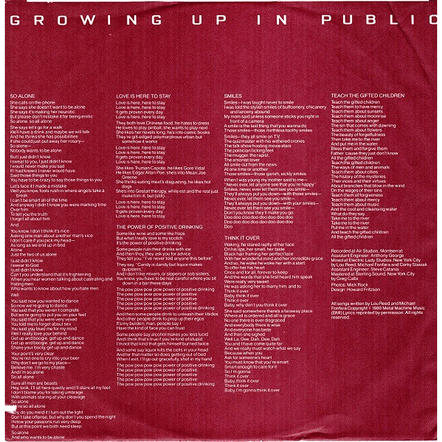 Lou Reed – Growing Up In Public (1980)