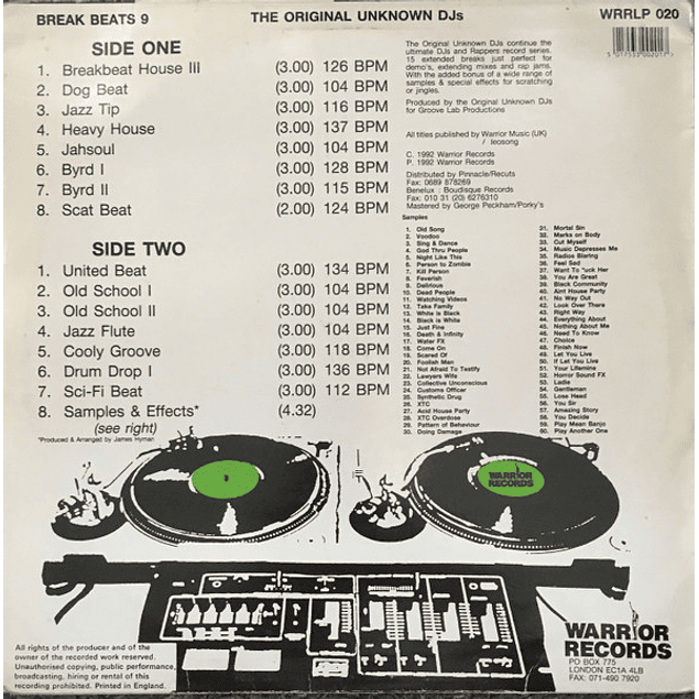 The Original Unknown DJs – Break Beats 9 (1992)