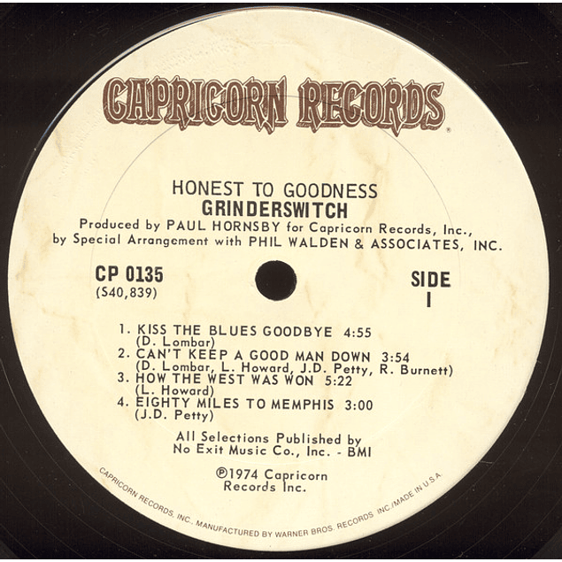 Grinderswitch – Honest To Goodness (1974)