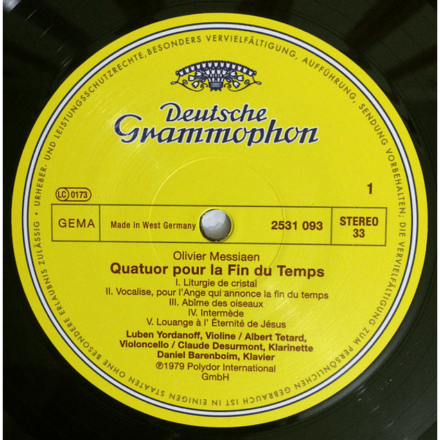 Olivier Messiaen – Quatuor Pour La Fin Du Temps (1979)