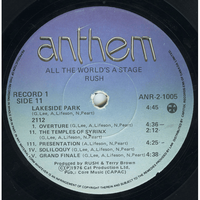 Rush – All The World's A Stage (1976 - 2LP)