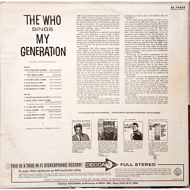 The Who – Sings My Generation (1985)