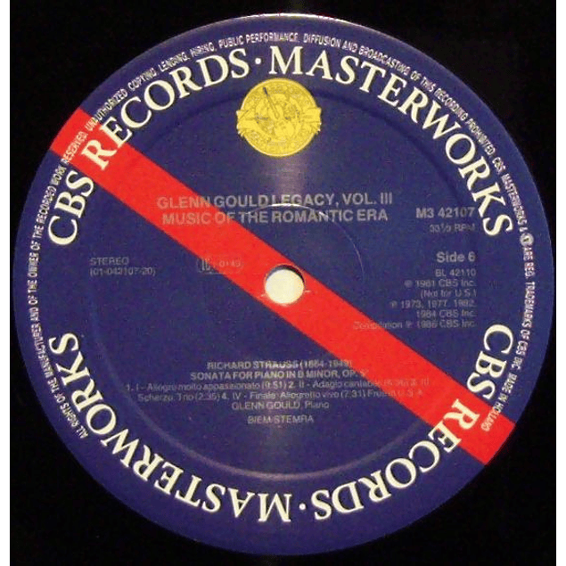 Glenn Gould – The Glenn Gould Legacy, Vol. 3 - Wagner, Brahms, Grieg, R. Strauss, Sibelius (1986 - 3LP Boxset)