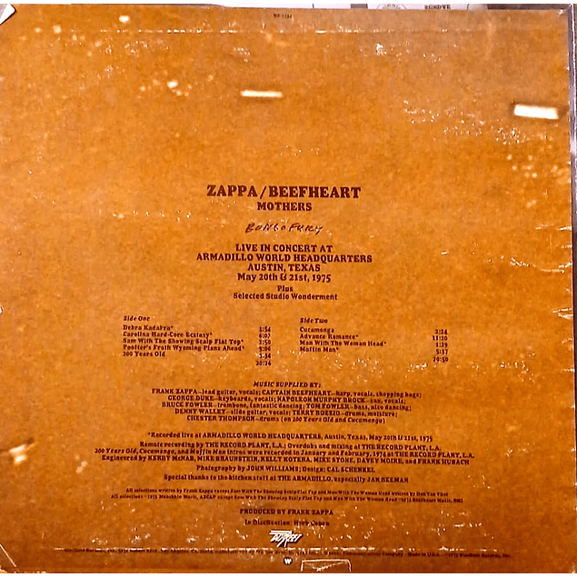 Zappa / Beefheart / Mothers – Bongo Fury (1975)