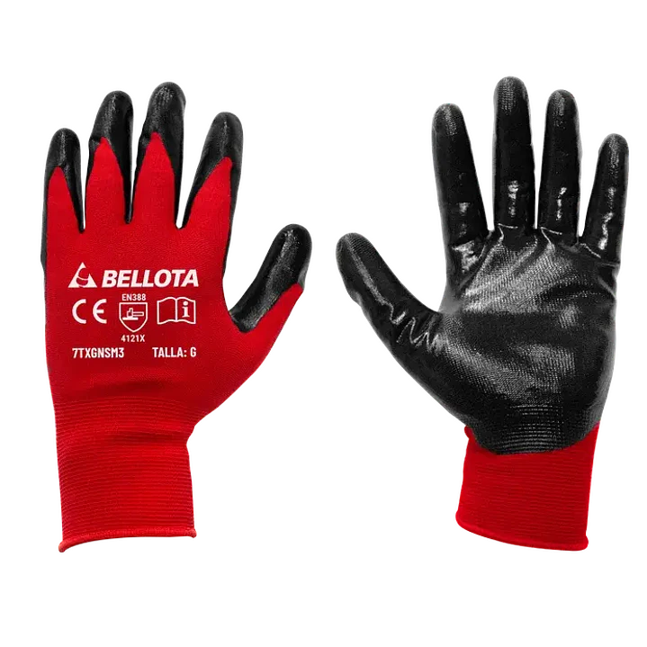 Guantes Nylon Recubierto Nitrilo Arenoso Talla M Bellota 1